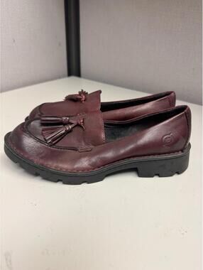 BORN Women's Wine Leather Chunky Loafer Size 7 New
